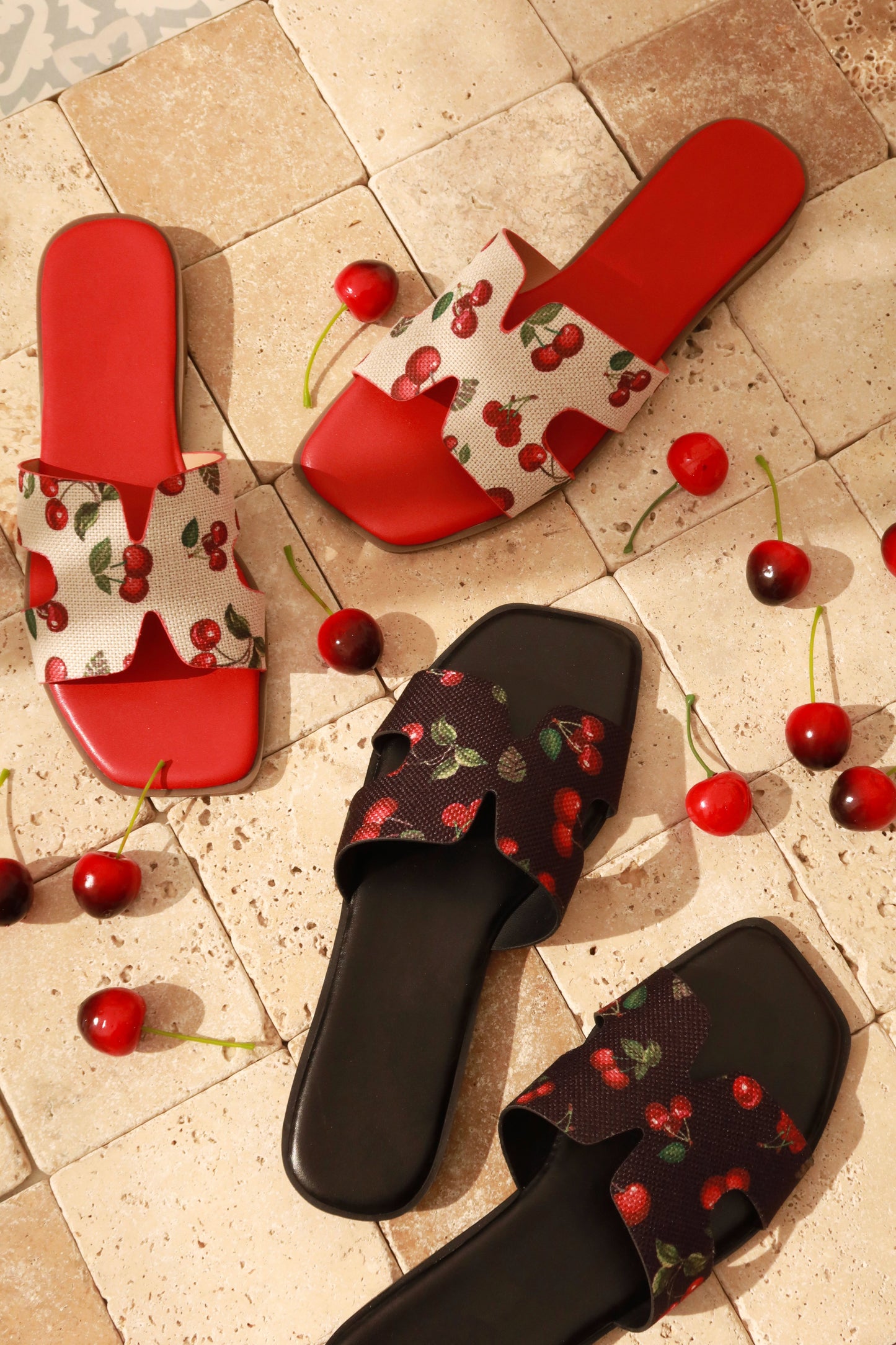 Cherry Baby Slip On Sandals - Black