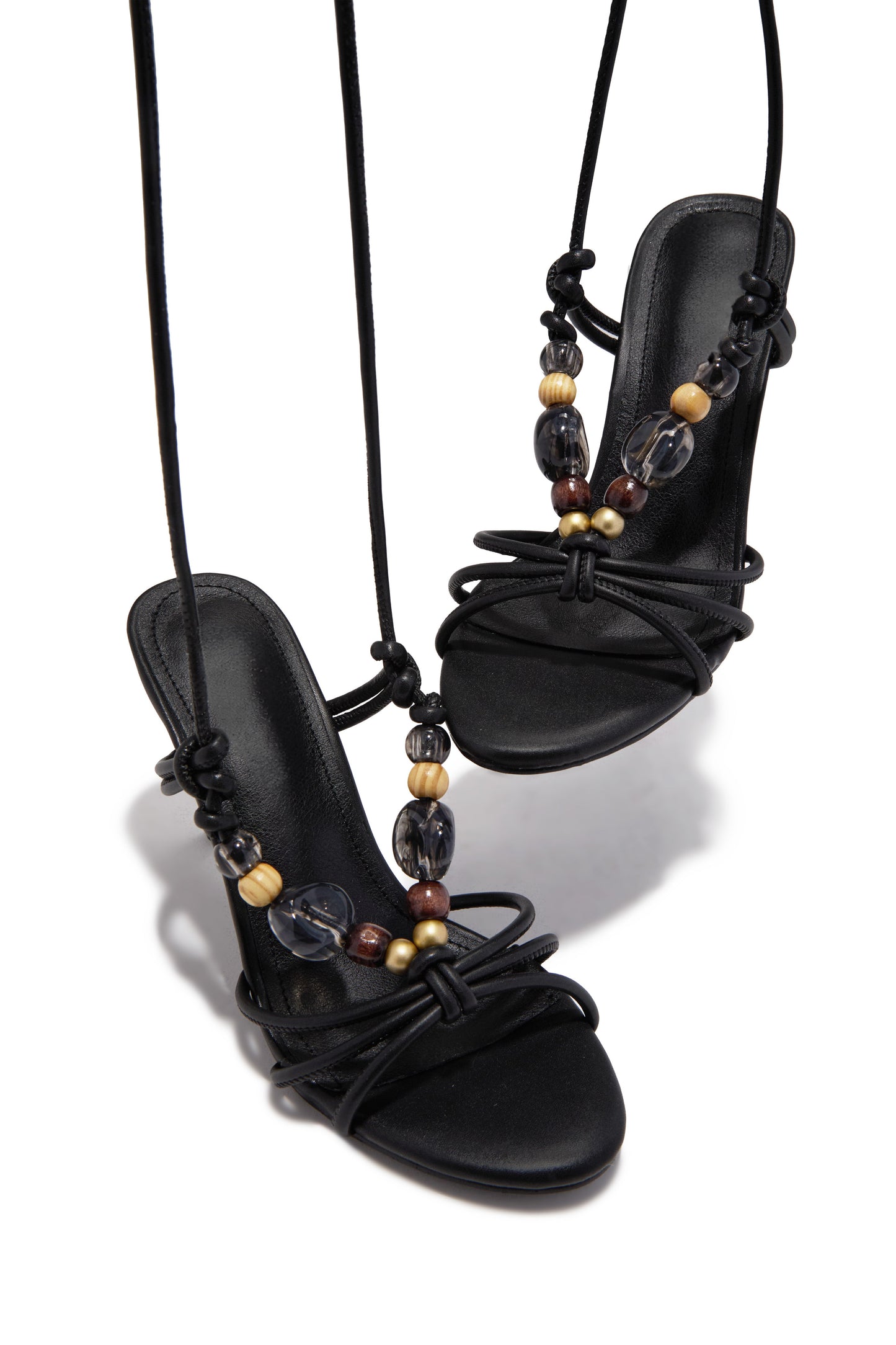 Solano Lace Up Mid Heels - Black
