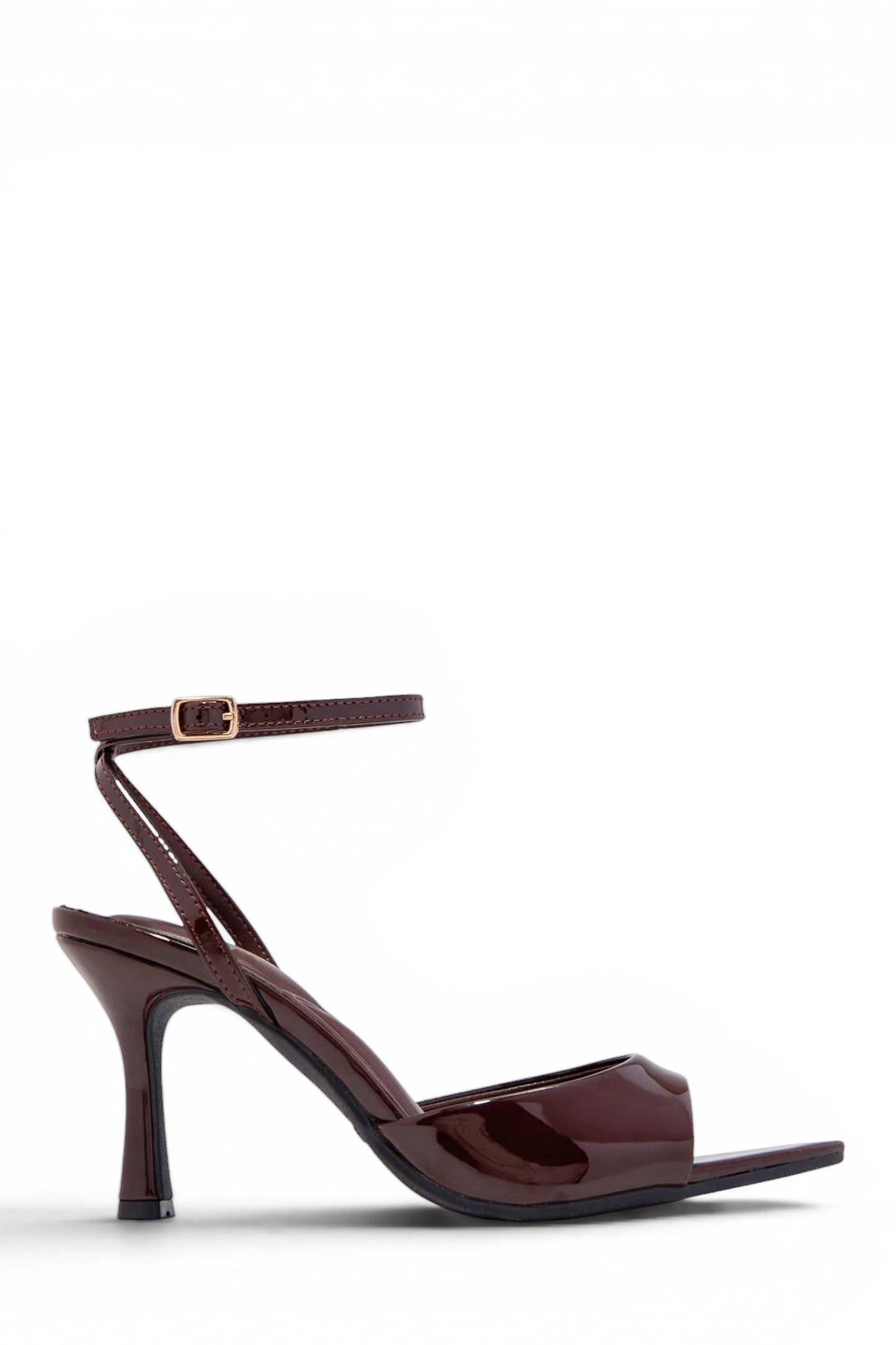 Melissa Ankle Strap Single Sole Heels - Brown