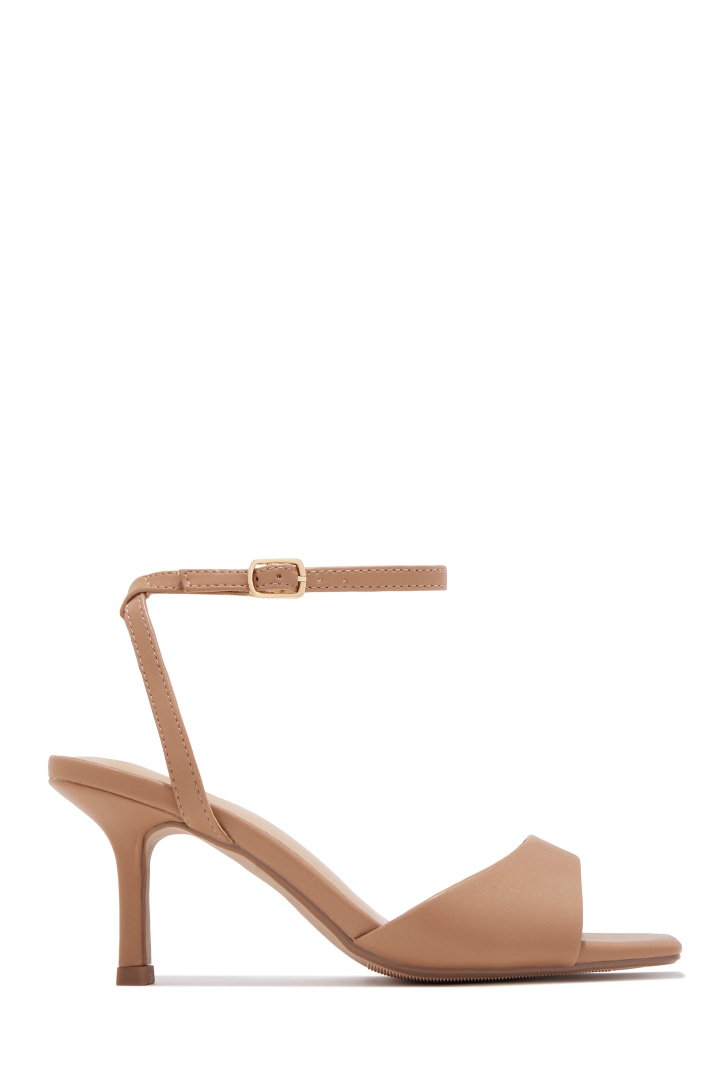 Everly Ankle Strap Single Sole Heels - Nude