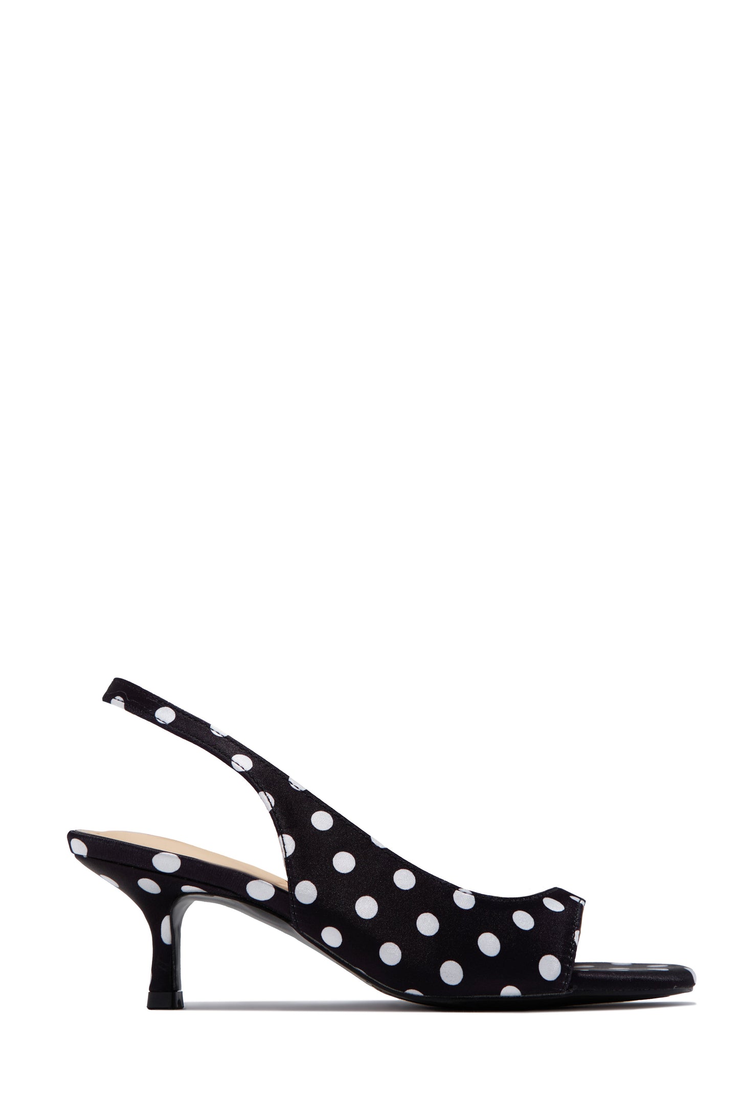Becca Slingback Mid Heels - Black Polka Dot