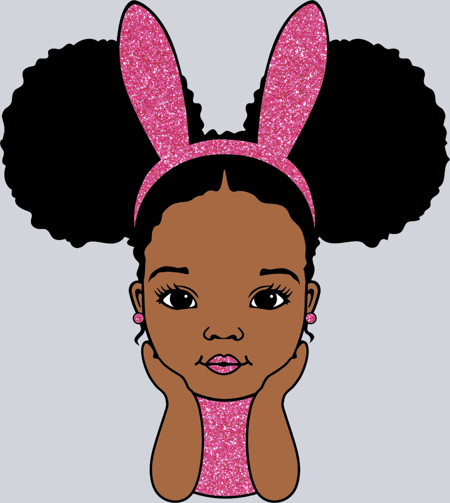Black Girl Bunny Ears Glitter - STK00626 (DTF Transfers)