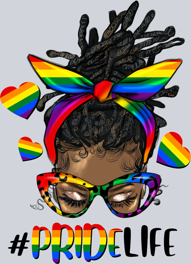 Afro Messy Locs Bun Pride Life - STK00079 (DTF Transfers)