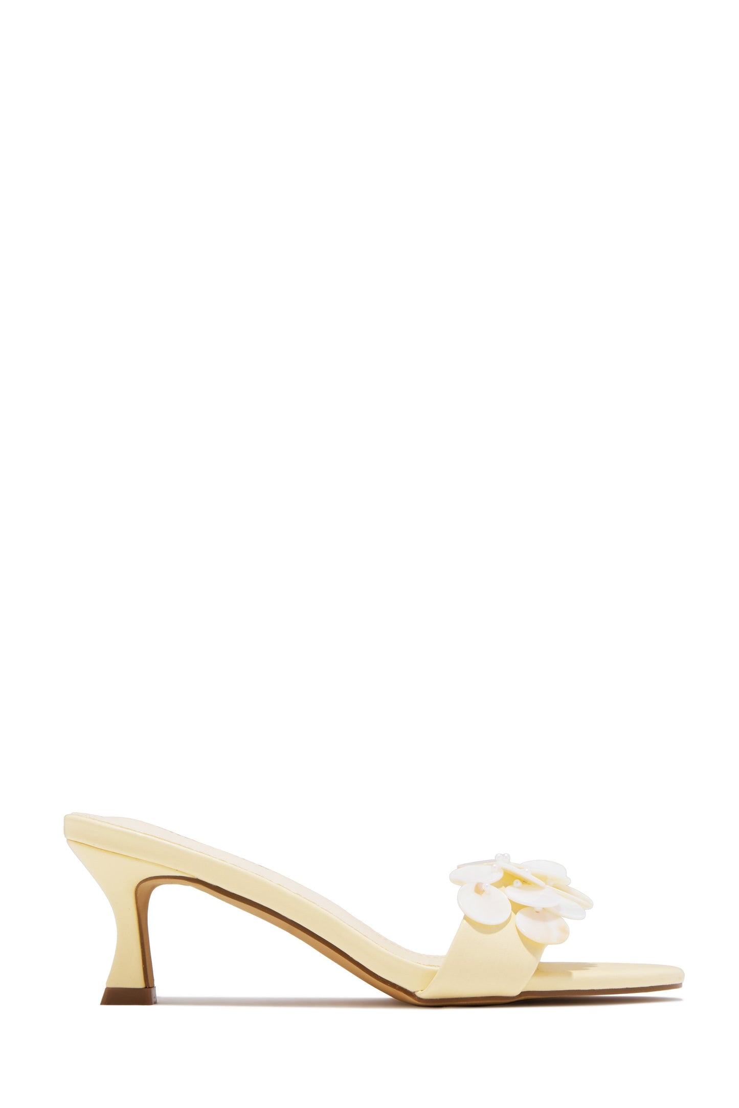 Clara Kitten Heel Mules - Yellow