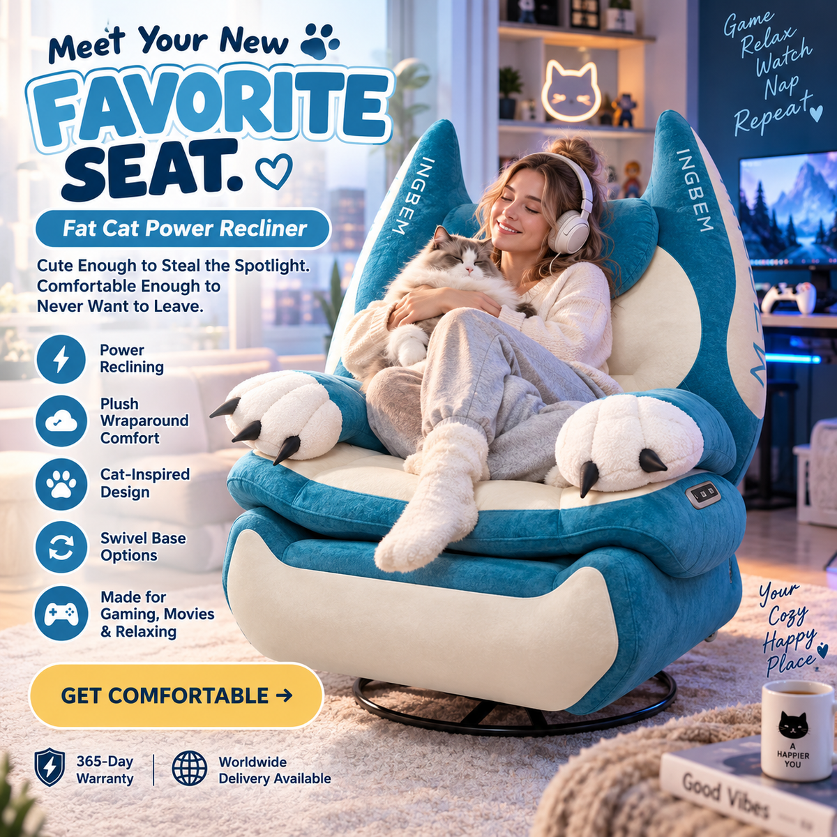 🎧Fat Cat Power Recliner🎮