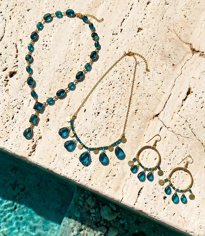 Teal Topaz Dangle Earrings