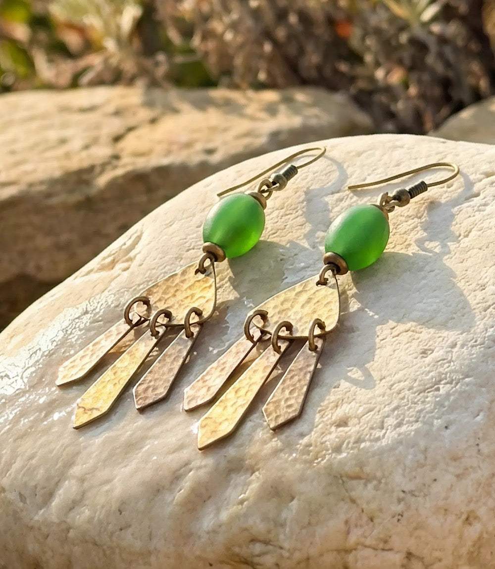 Hammered Brass Dangle Earrings