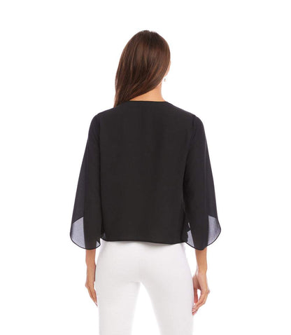 Bracelet Sleeve Drape Front Crossover Top