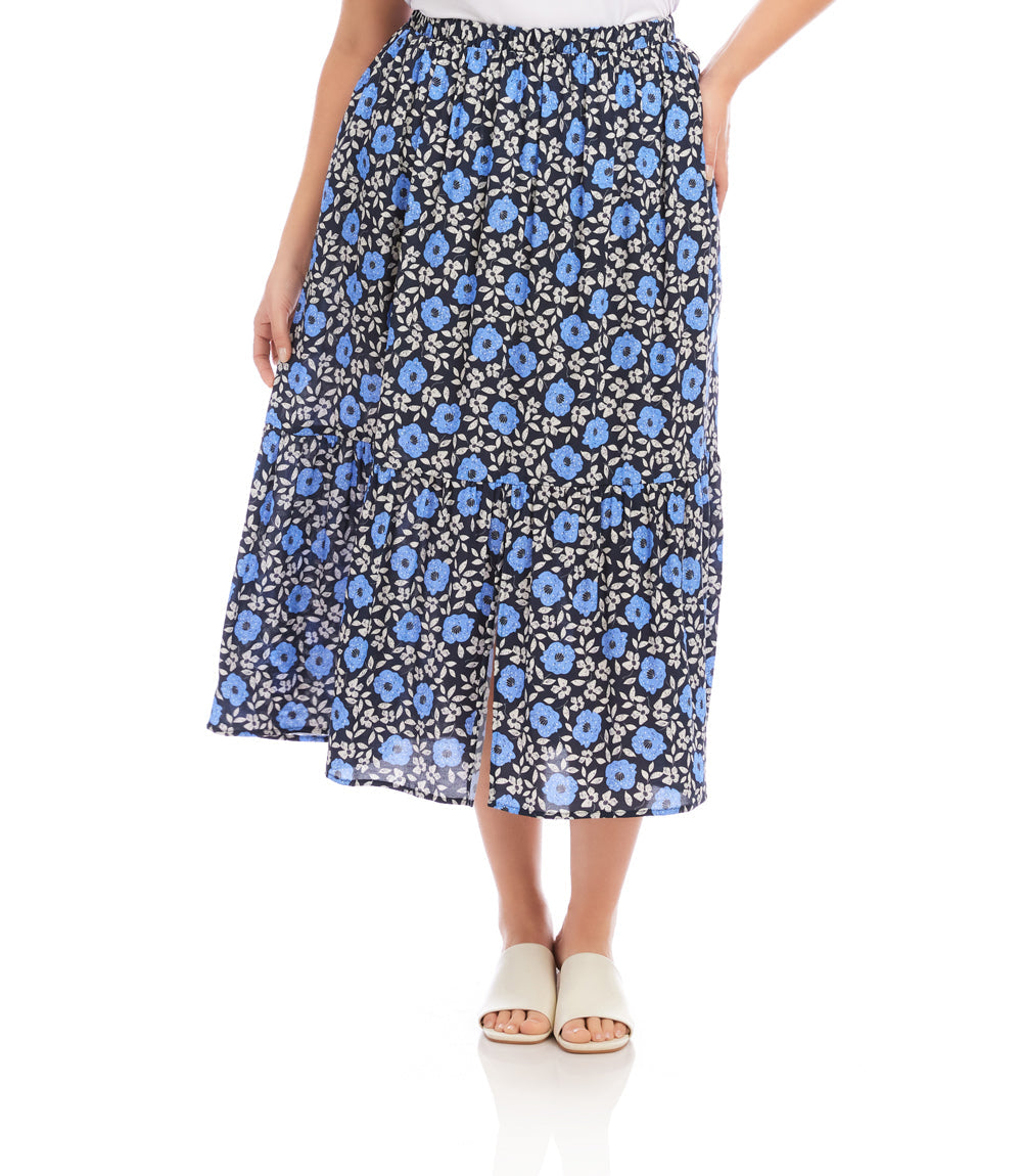 Plus Size Front Slit Midi Skirt