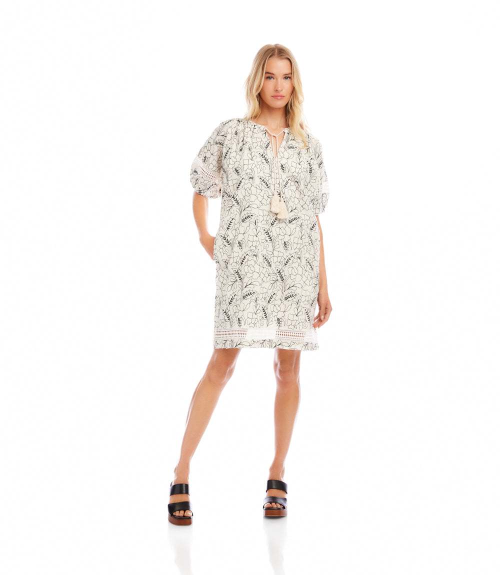Petite Size Puff Sleeve Tassel Dress