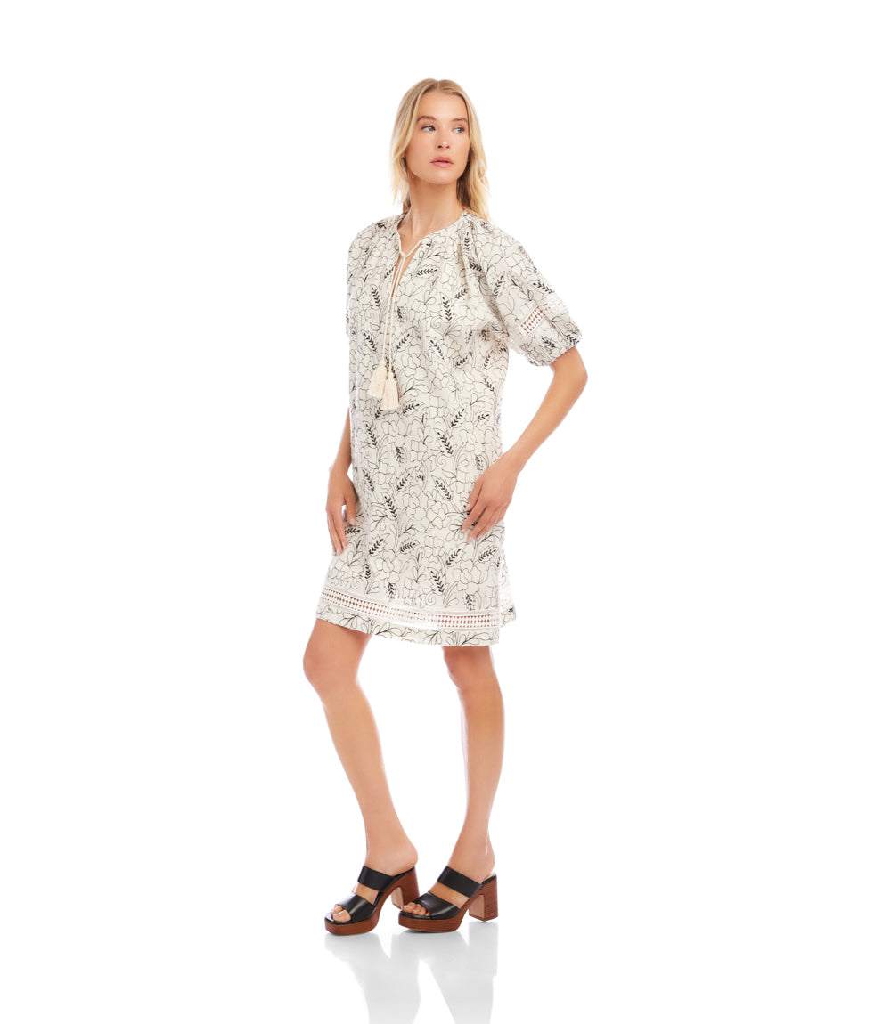 Petite Size Puff Sleeve Tassel Dress
