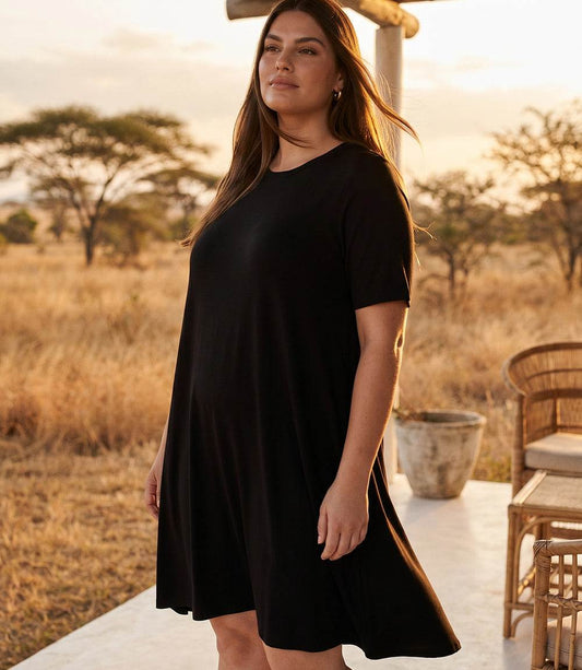 Plus Size Short Sleeve A-Line Dress