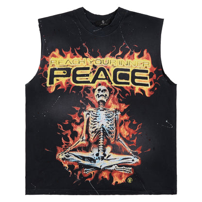 Inner Peace Skeleton Sleeveless Tee | Black