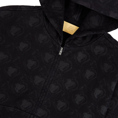 Monogram Zip Hoodie | Black