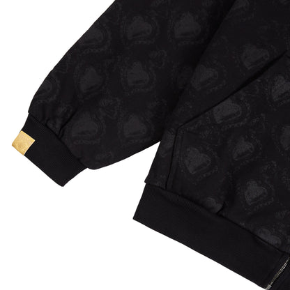 Monogram Zip Hoodie | Black