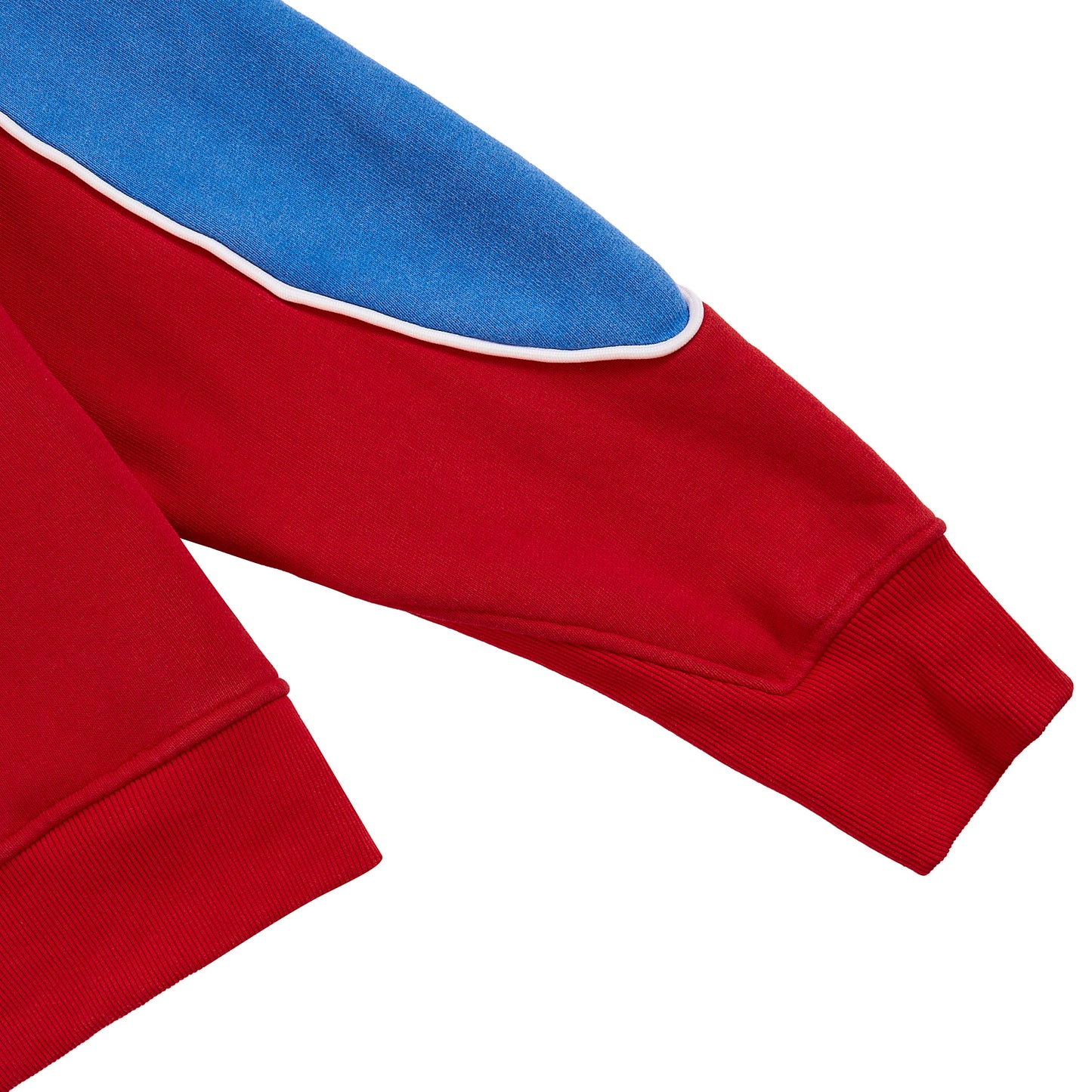 Panel Hoodie | Red/Washed Blue