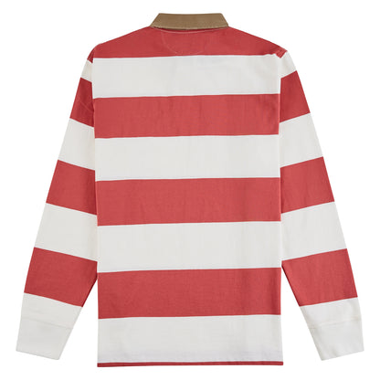Khaki-Collar Rugby Shirt | Red Sky/Trophy Cream