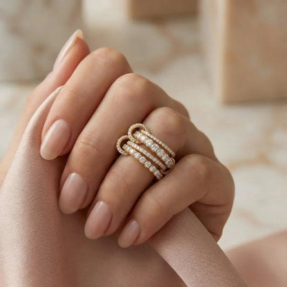 Hallie Stacked Diamond Silver Ring