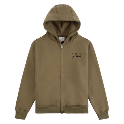 Classique Zip Up Hoodie | Moss Green/Black