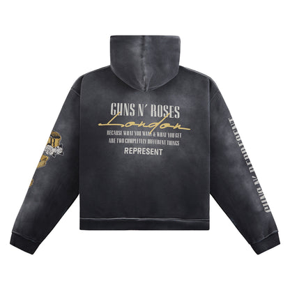 Guns N' Roses Cross Zip Hoodie | Stained Black