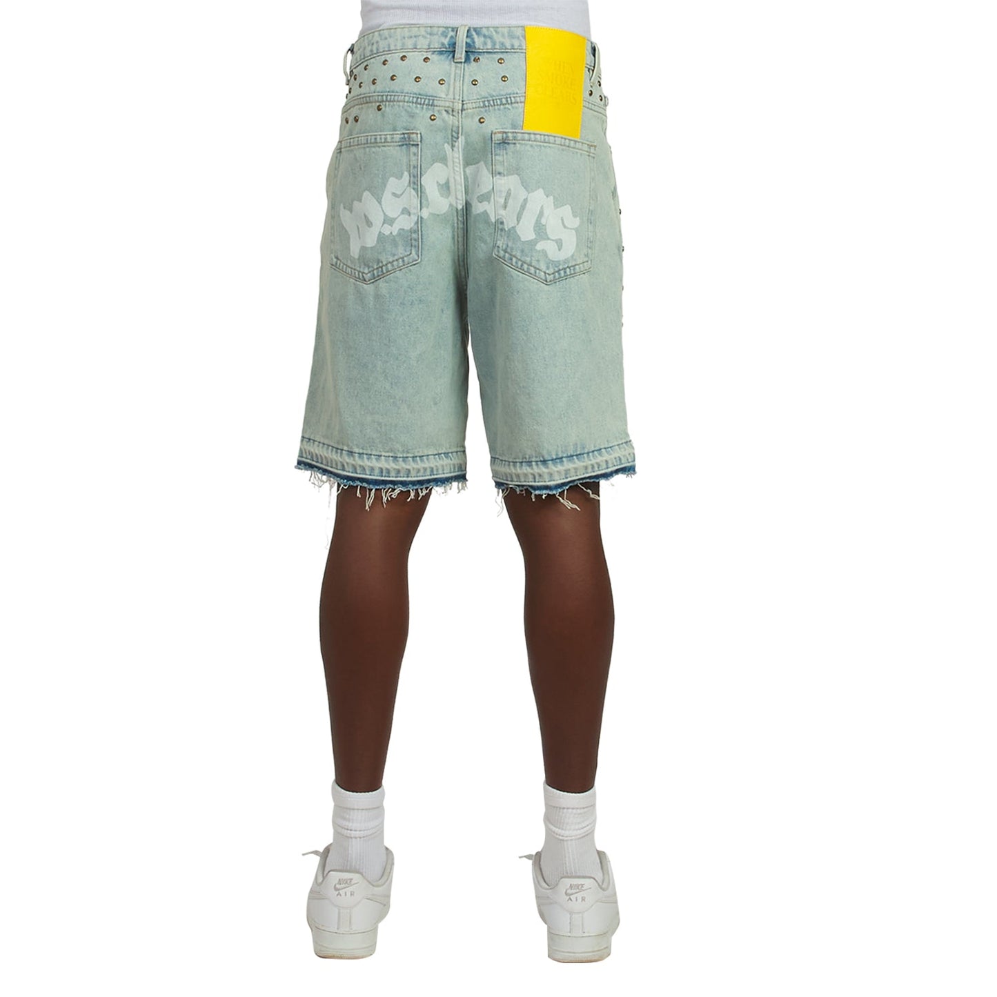Half star Denim Short | Acid White/White