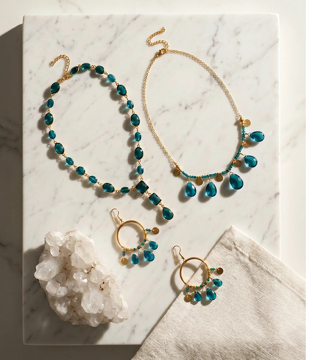 Teal Topaz Dangle Earrings