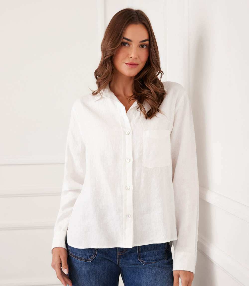 Long Sleeve Linen Button-Up Shirt