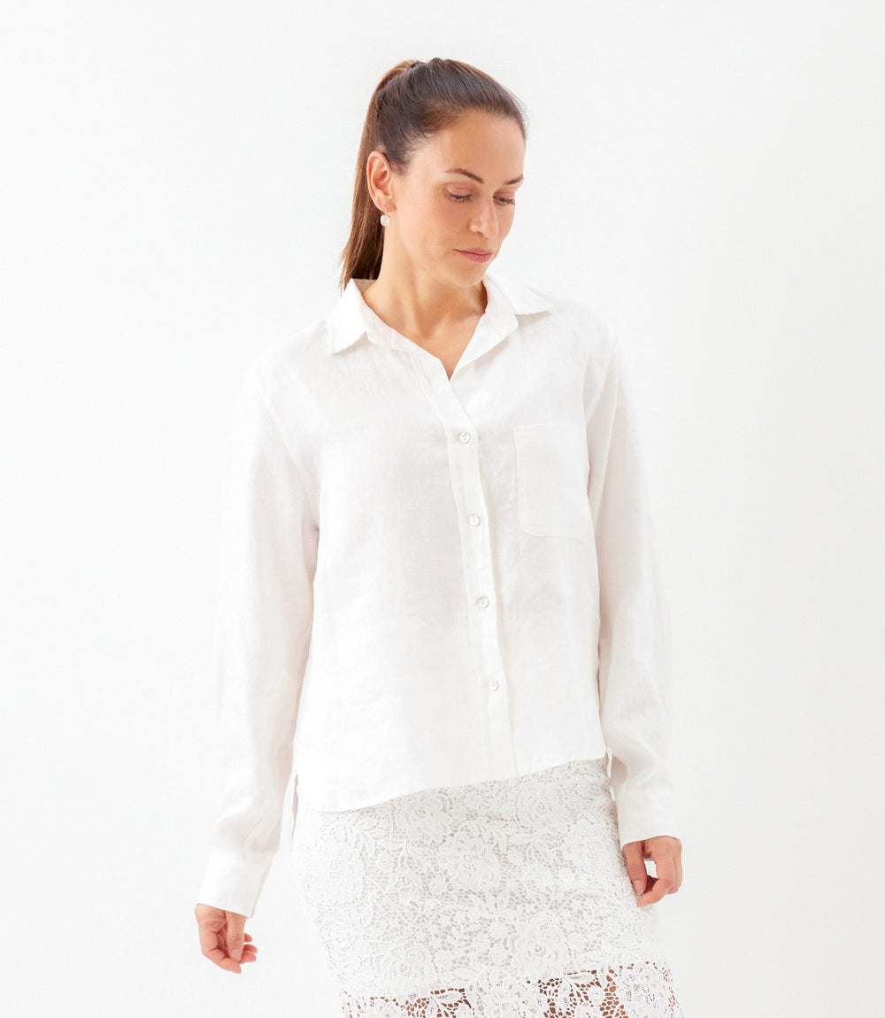 Long Sleeve Linen Button-Up Shirt