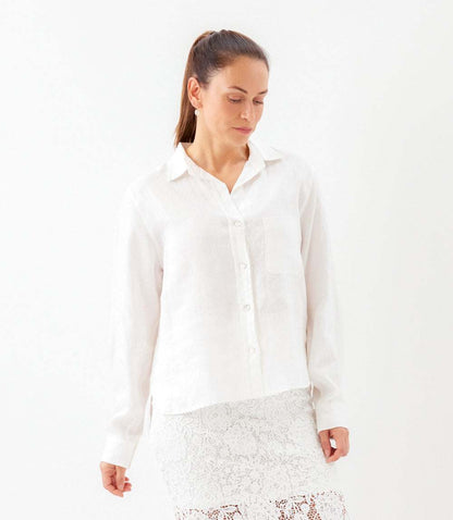 Long Sleeve Linen Button-Up Shirt