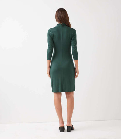 Petite Size 3/4 Sleeve Cascade Wrap Dress
