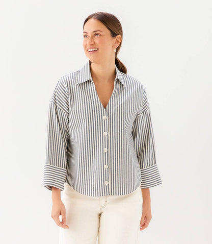 Stripe Cuffed Sleeve Top