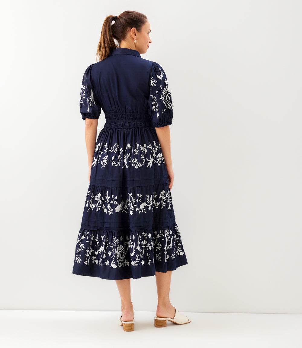 Puff Sleeve Embroidered Dress