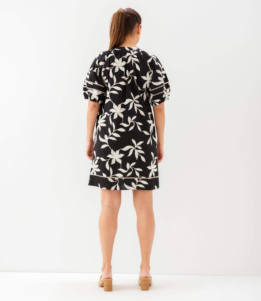 Petite Size Puff Sleeve Tassel Dress