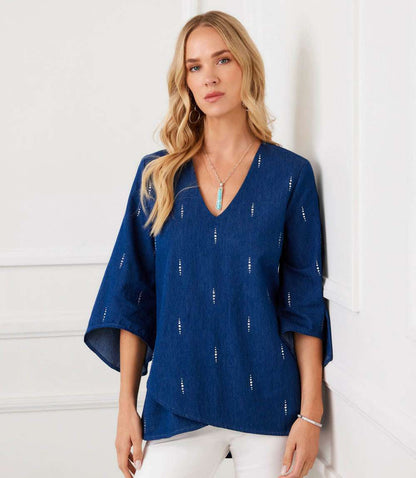 Bracelet Sleeve Embellished Asymmetric Top