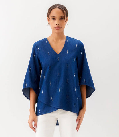 Petite Size Bracelet Sleeve Embellished Asymmetric Top