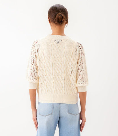 Puff Sleeve Crochet Cardigan Sweater