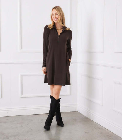 Petite Size Zip-Up Travel Jersey Dress