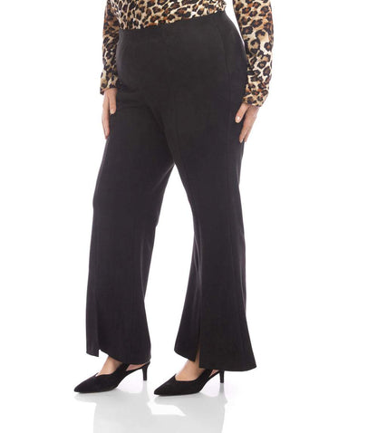 Plus Size Faux Suede Front Slit Pants