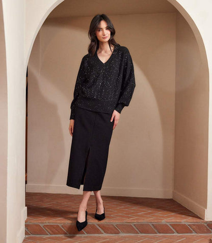Sequin V-Neck Sweater
