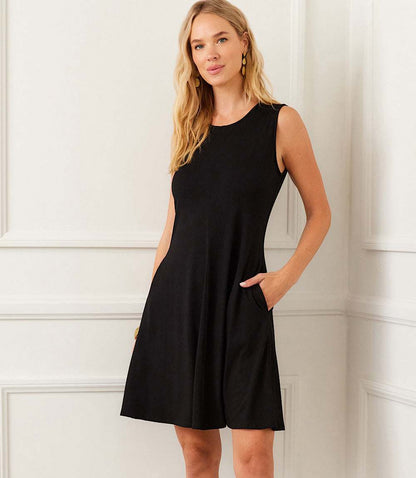 Petite Size Sleeveless Fit and Flare Dress