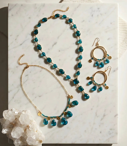 Teal Topaz Dangle Earrings
