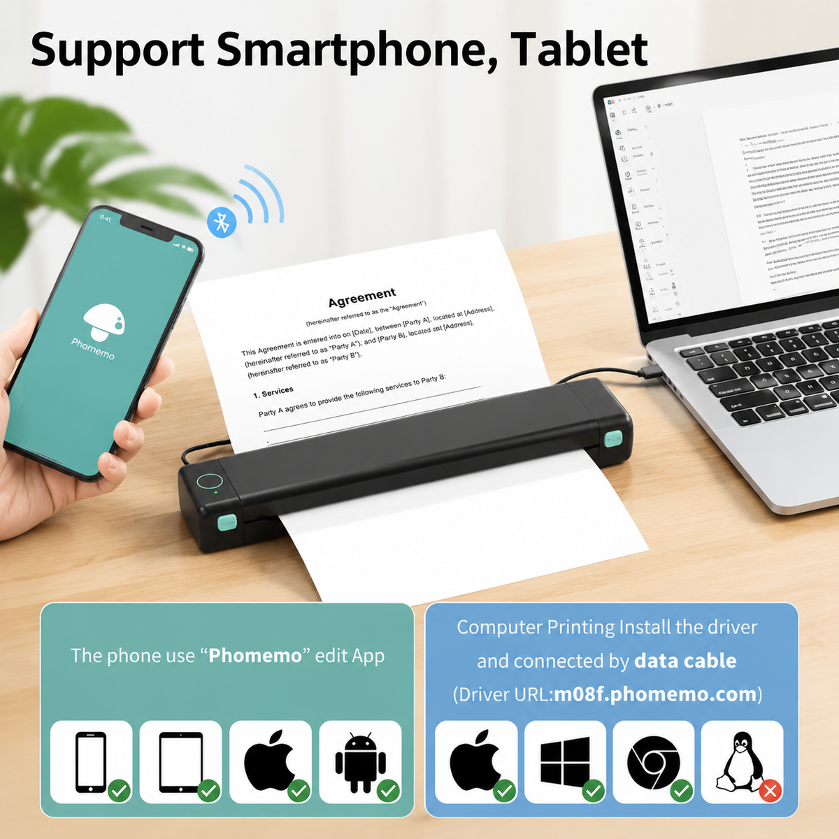 🔥🔥Portable Printer Wireless, Compatible With Phone & Laptop