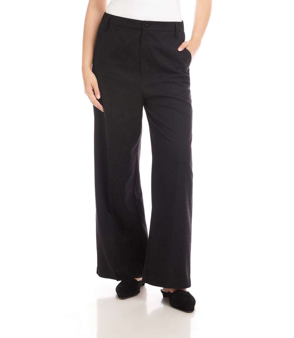 Rhinestone Embellished Wide-Leg Trousers