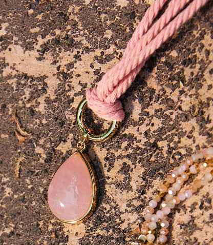 Teardrop Gemstone Cord Necklace