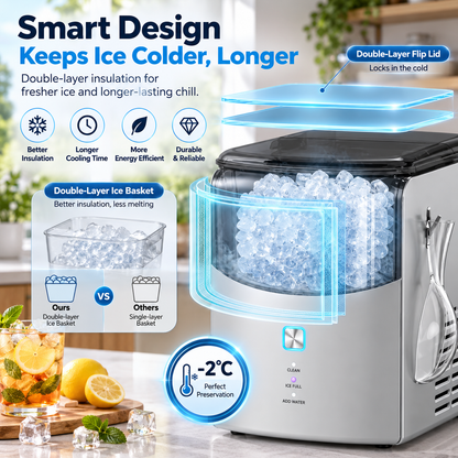 Pearl L1 Max Countertop Nugget Ice Maker – Fast, Chewable Ice in Minutes