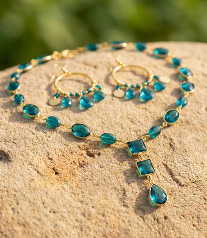 Teal Topaz Lariat Necklace