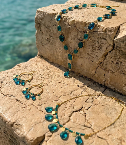 Teal Topaz Dangle Earrings
