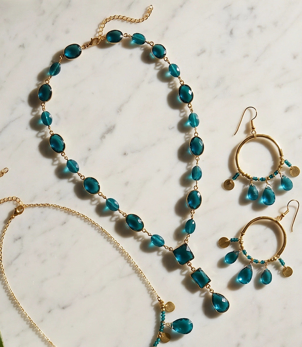 Teal Topaz Dangle Earrings