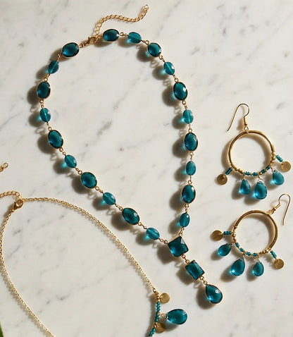 Teal Topaz Dangle Earrings
