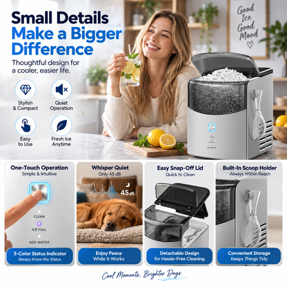Pearl L1 Max Countertop Nugget Ice Maker – Fast, Chewable Ice in Minutes